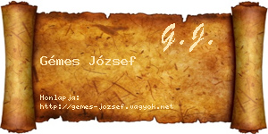 Gémes József névjegykártya